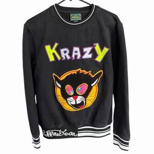 Rare Vtg Stall & Dean Krazy Katz Sweatshirt Black Large Athleisure Athletic